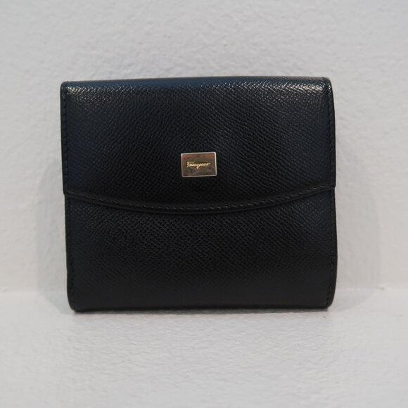 Salvatore Ferragamo Black Pebbled Leather Wallet - Picture 1 of 7